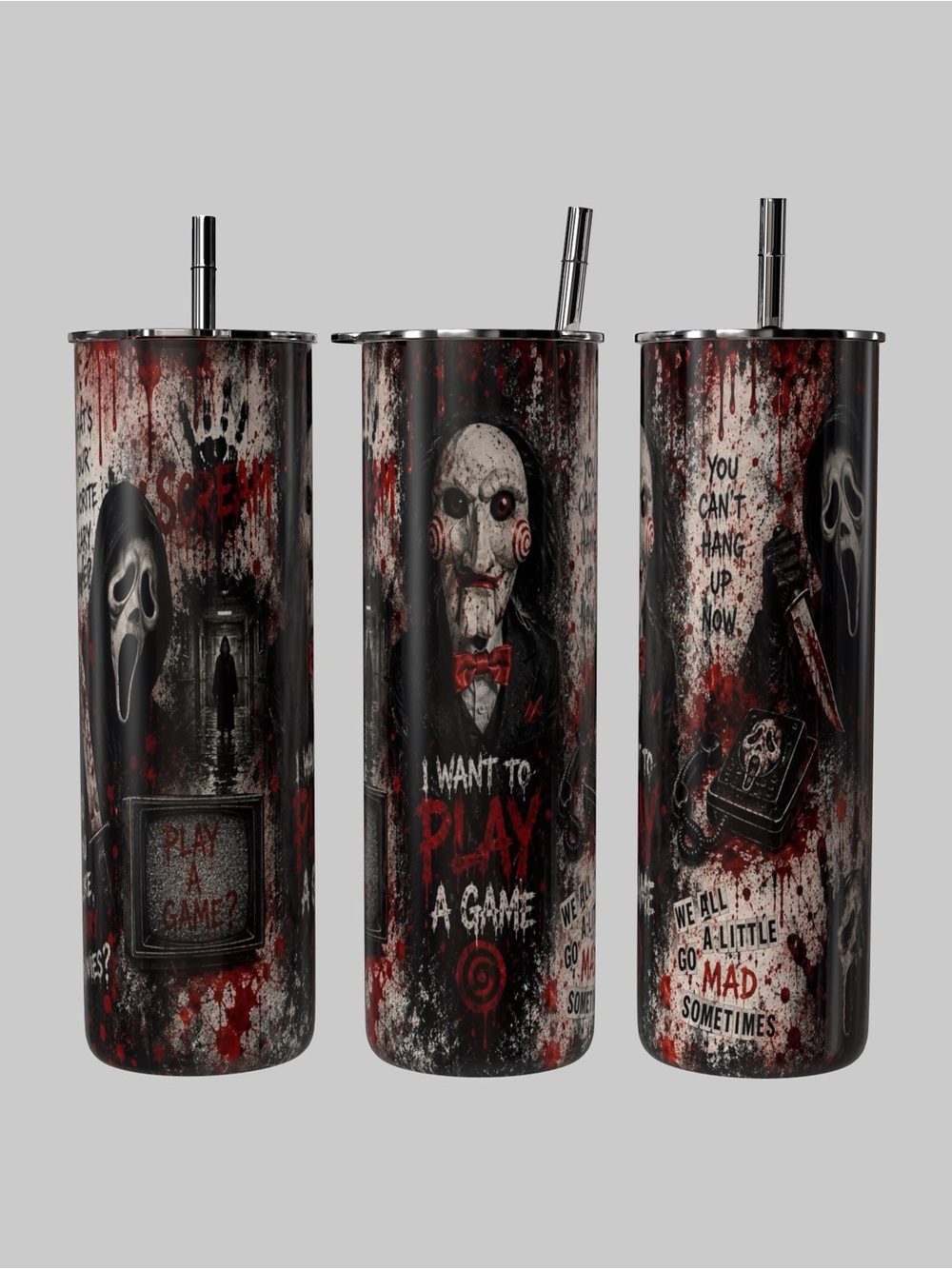 I Want To Play A Game Jigsaw Horror 20oz Halloween Tumbler
